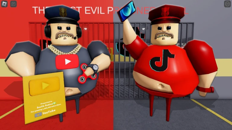 YOUTUBE VS TIKTOK POLICE PRISON RUN! (Obby) ekran görüntüsü