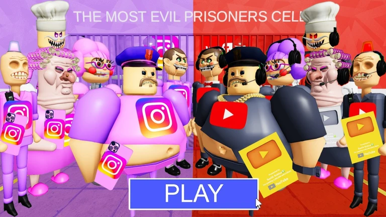 INSTA-GRAM VS YOUTUBE POLICE PRISON RUN! (Obby) ekran görüntüsü