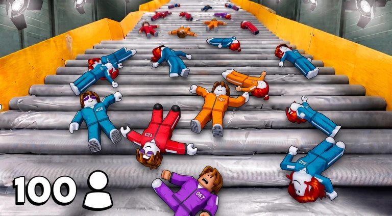 😡 100 Players Slippery Stairs ⚡️ ekran görüntüsü
